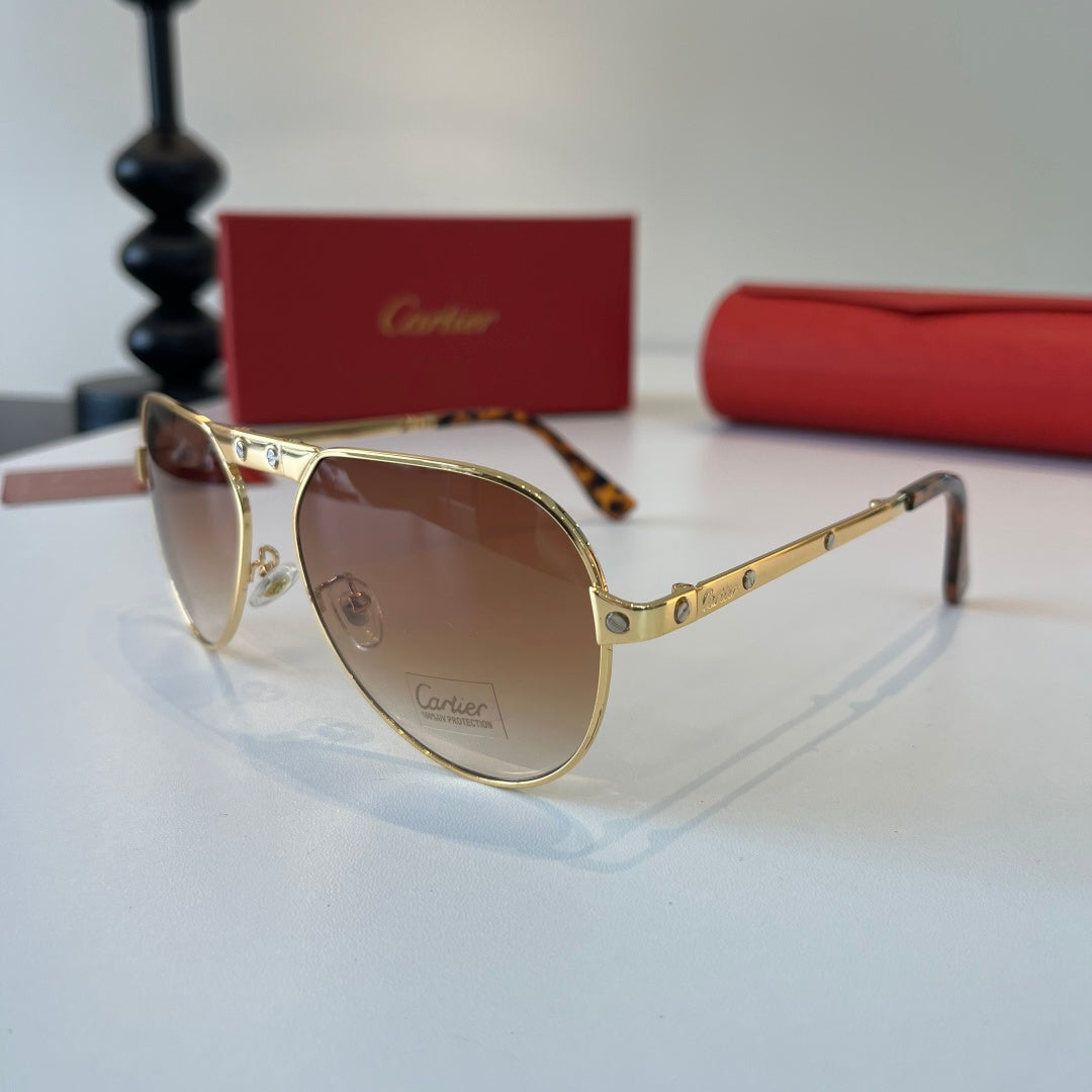 Cartier Folding Metal Rimless Brown Lens Sunglasses for Men & Women - 416001 - detail image 3