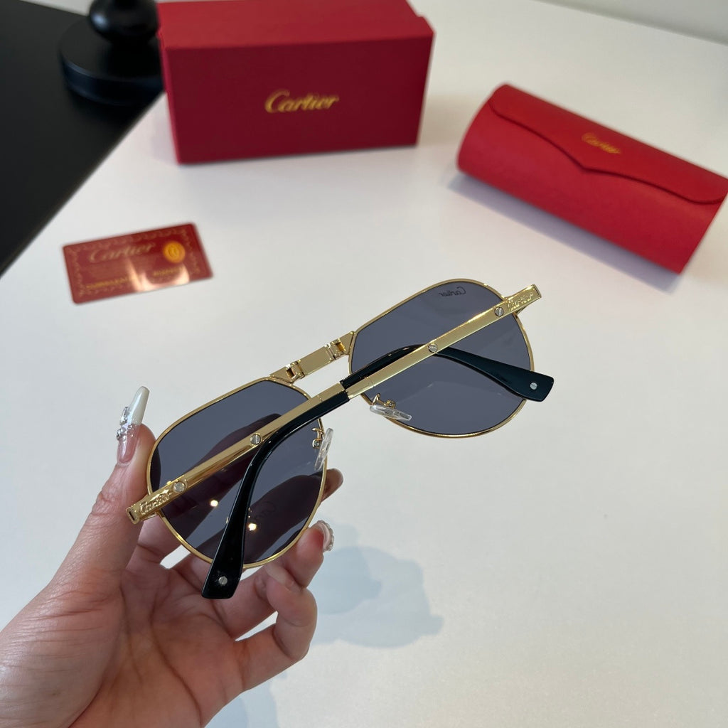 Cartier Folding Metal Rimless Silver Lens Sunglasses for Men & Women - detail image 8
