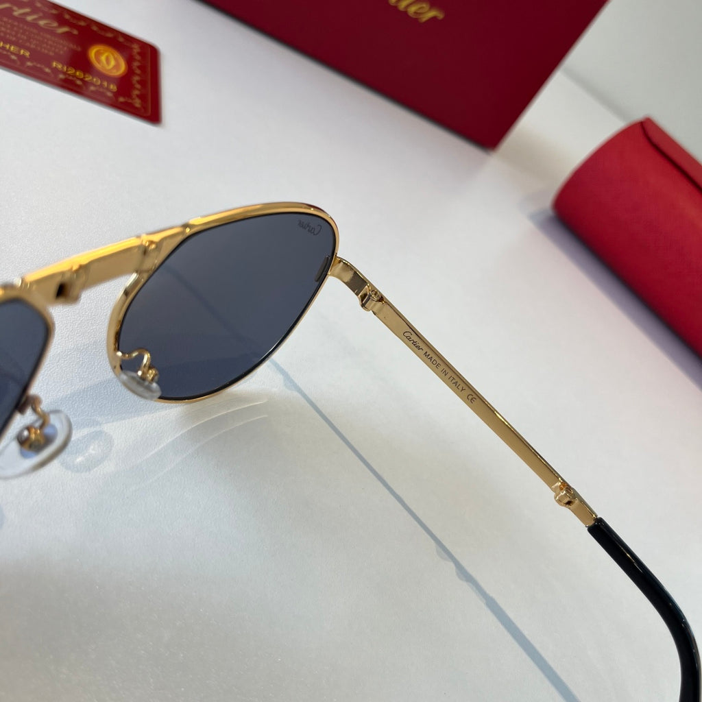 Cartier Folding Metal Rimless Silver Lens Sunglasses for Men & Women - detail image 10