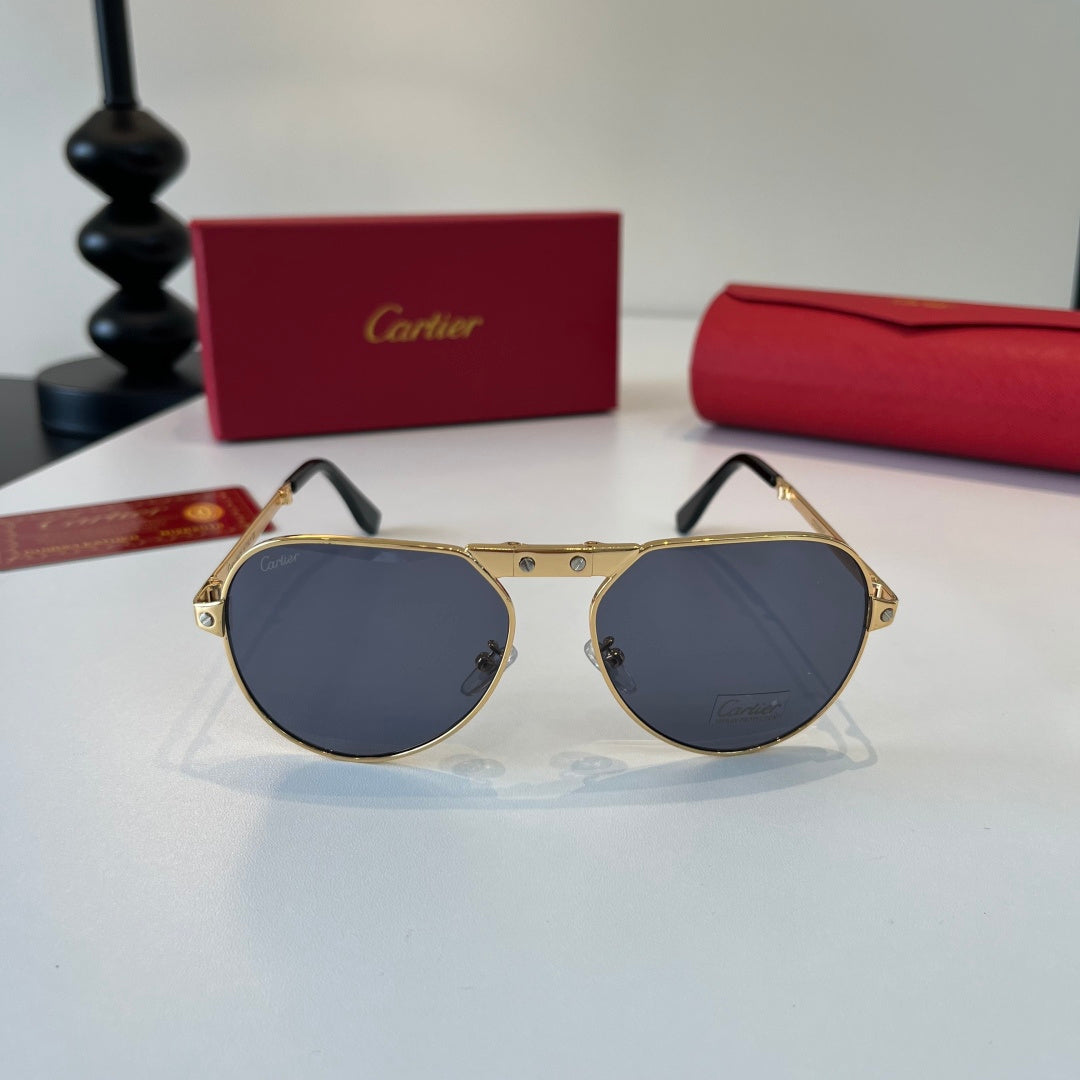 Cartier Folding Metal Rimless Silver Lens Sunglasses for Men & Women - detail image 2