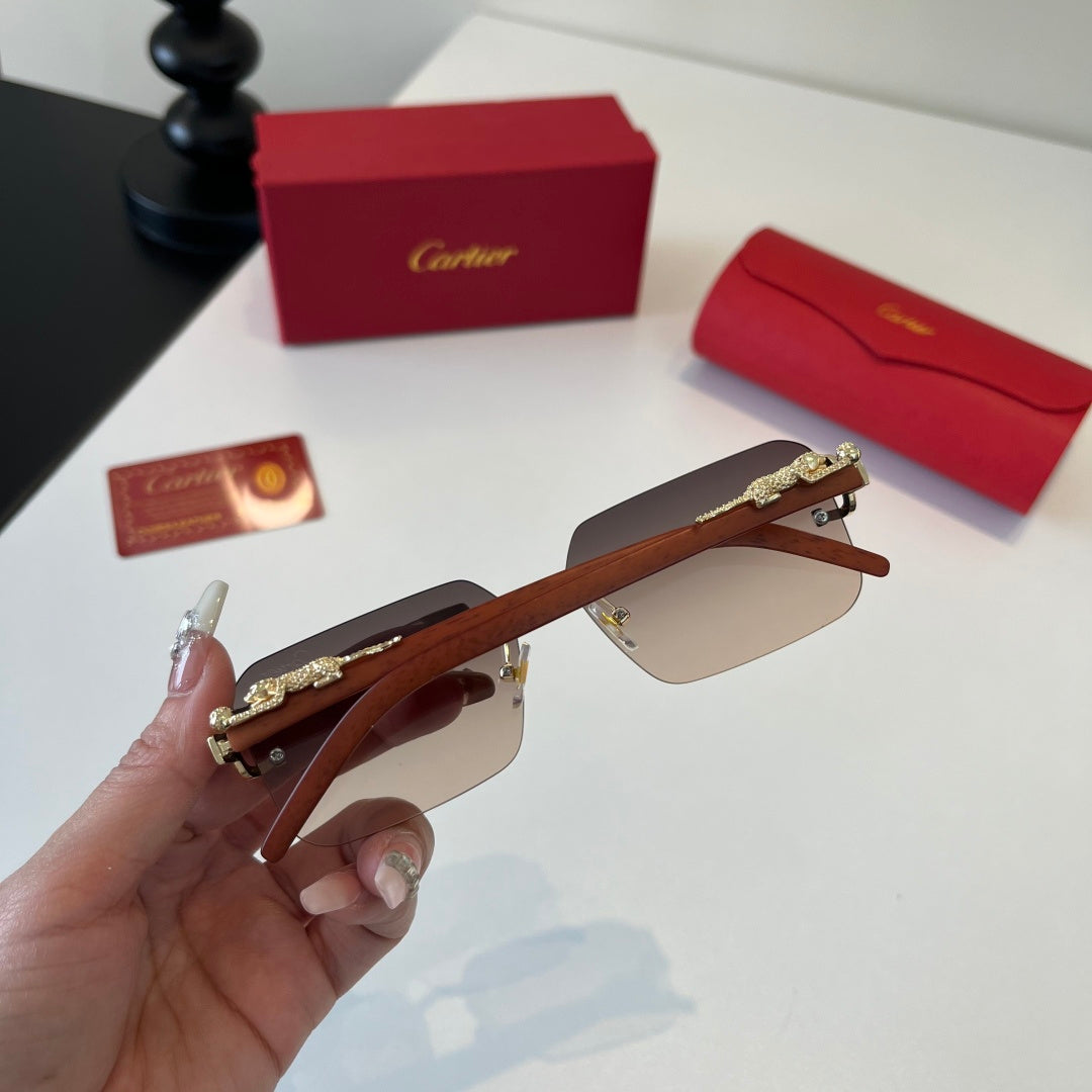 Cartier Lightweight Metal Rimless Silver Lens Sunglasses for Men & Wo - 487234 - detail image 9