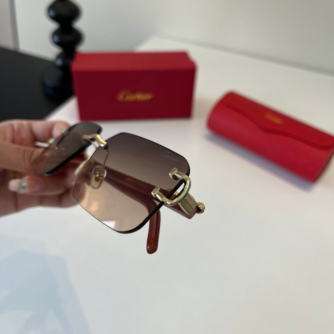 Cartier Lightweight Metal Rimless Silver Lens Sunglasses for Men & Wo - 487234 - detail image 7