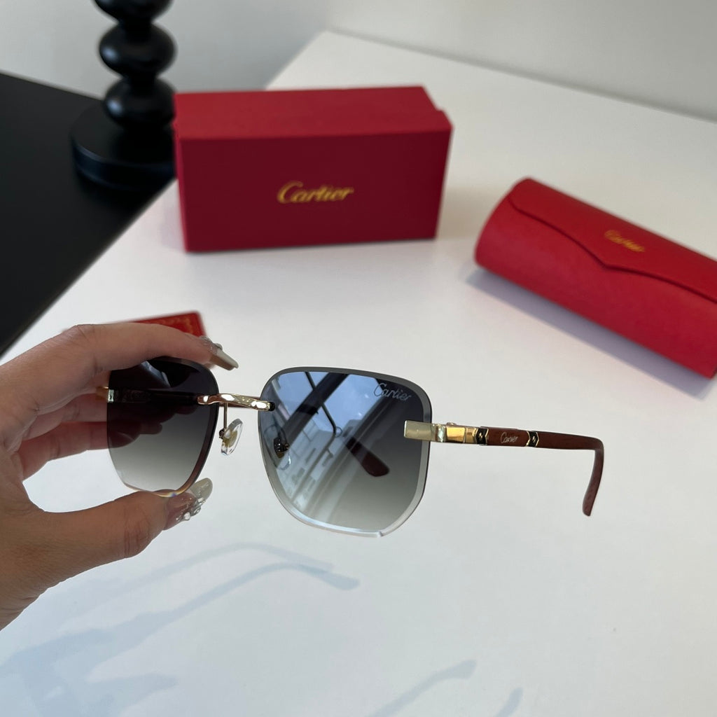 Cartier Lightweight Metal Rimless Silver Lens Sunglasses for Men & Wo - 487236 - detail image 4