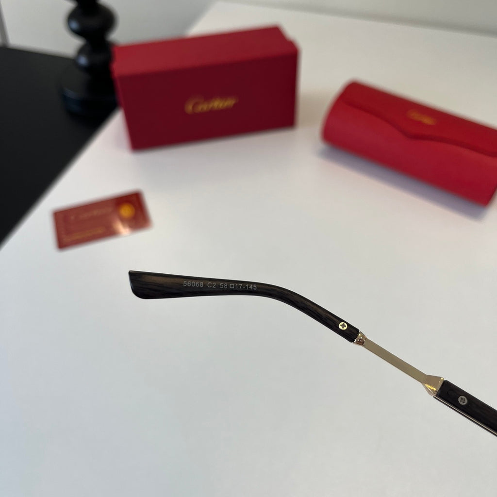 Cartier Lightweight Metal Rimless Blue Lens Sunglasses for Men & Women - detail image 8
