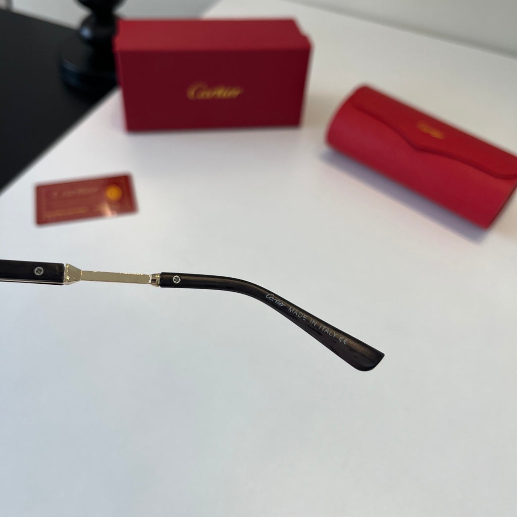 Cartier Lightweight Metal Rimless Blue Lens Sunglasses for Men & Women - detail image 9
