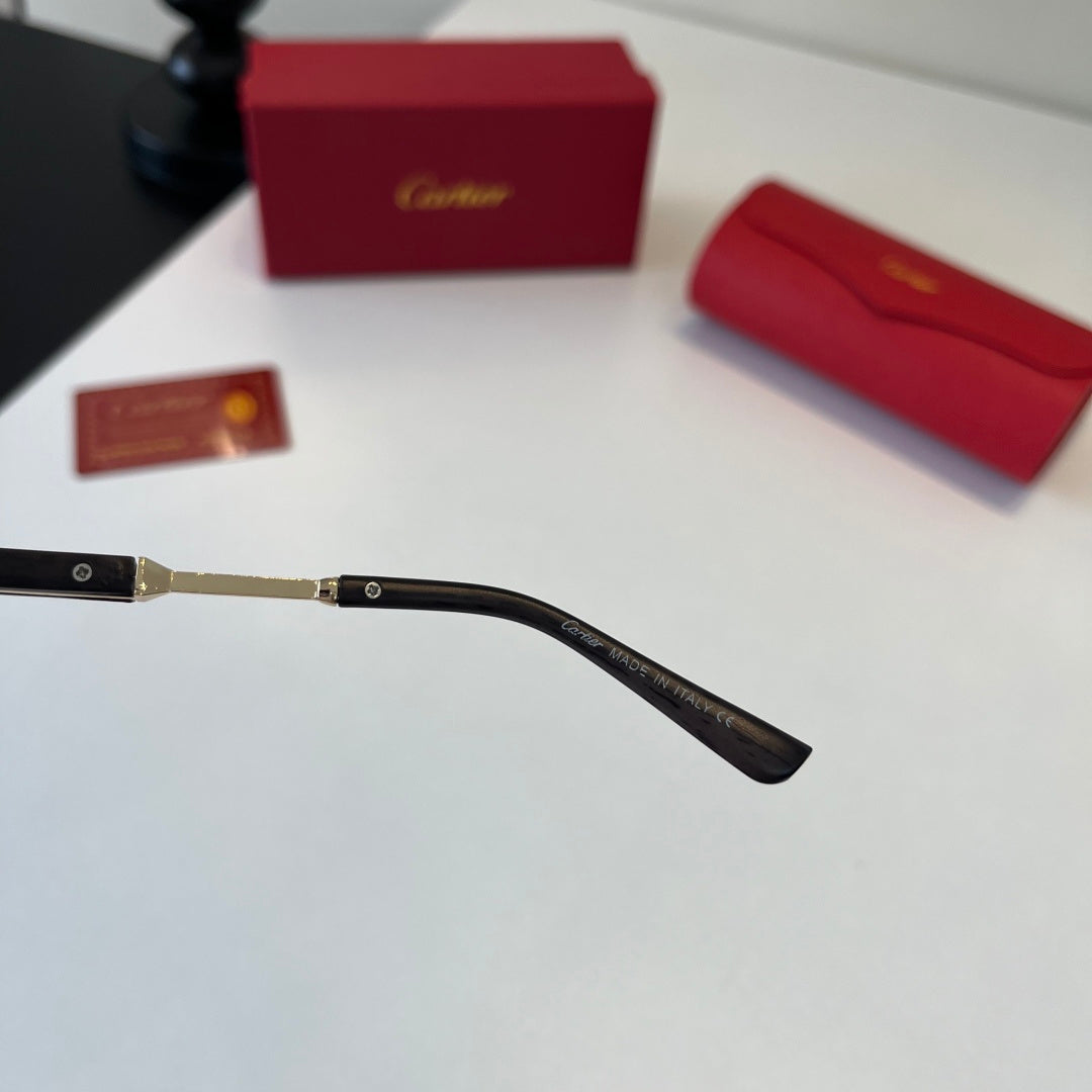 Cartier Lightweight Metal Rimless Blue Lens Sunglasses for Men & Women - detail image 9