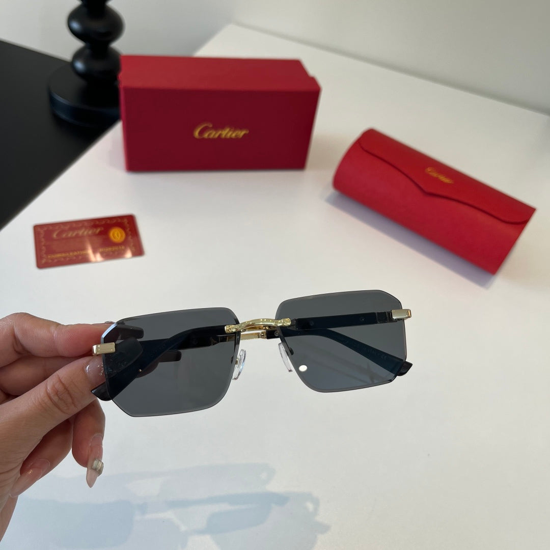 Cartier Lightweight Metal Rimless Silver Lens Sunglasses for Men & Women - detail image 7