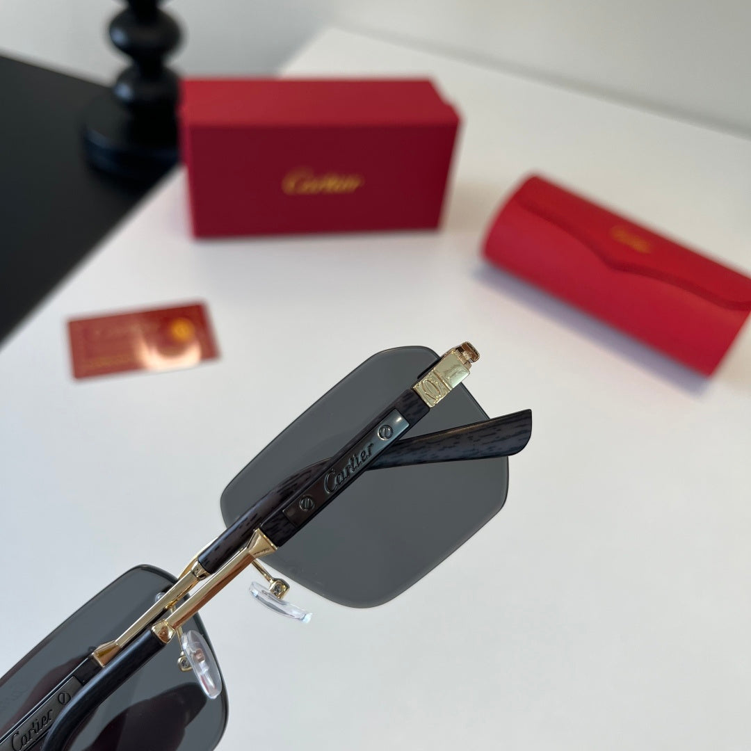 Cartier Lightweight Metal Rimless Silver Lens Sunglasses for Men & Women - detail image 5