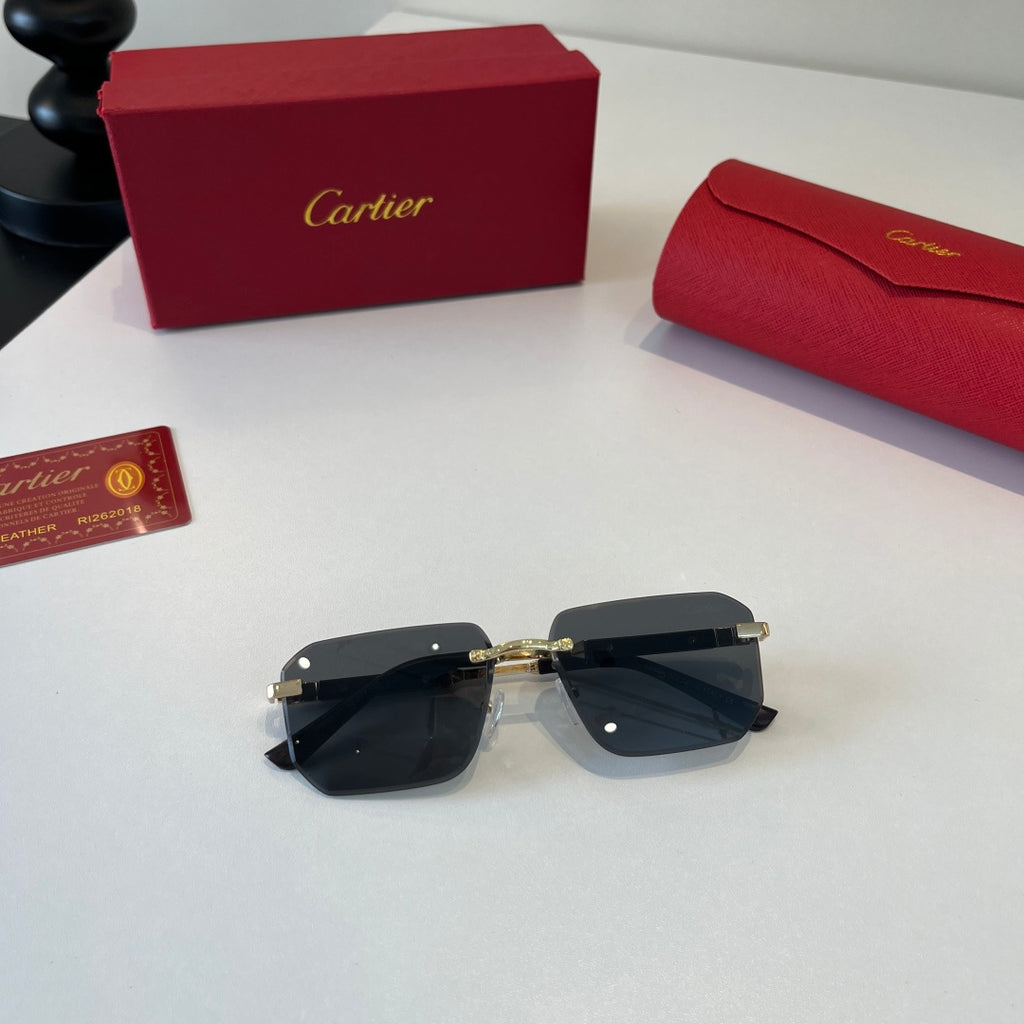 Cartier Lightweight Metal Rimless Silver Lens Sunglasses for Men & Women - detail image 8