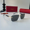 Cartier Lightweight Metal Rimless Silver Lens Sunglasses for Men & Women