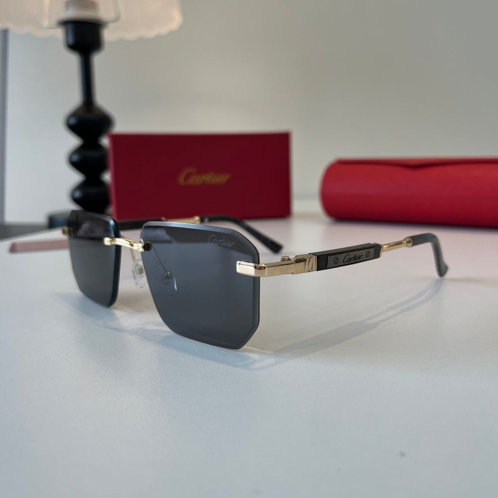 Cartier Lightweight Metal Rimless Silver Lens Sunglasses for Men & Women - detail image 3