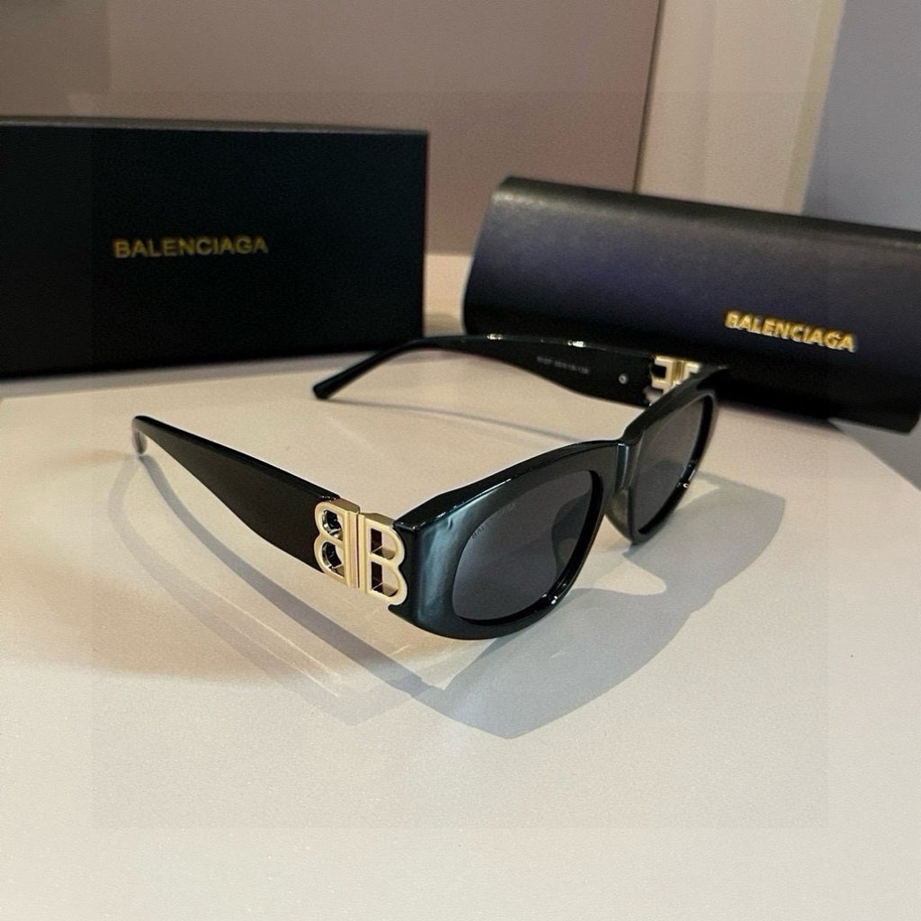 Balenciaga Rectangular Gold Lens Sunglasses for Men & Women
