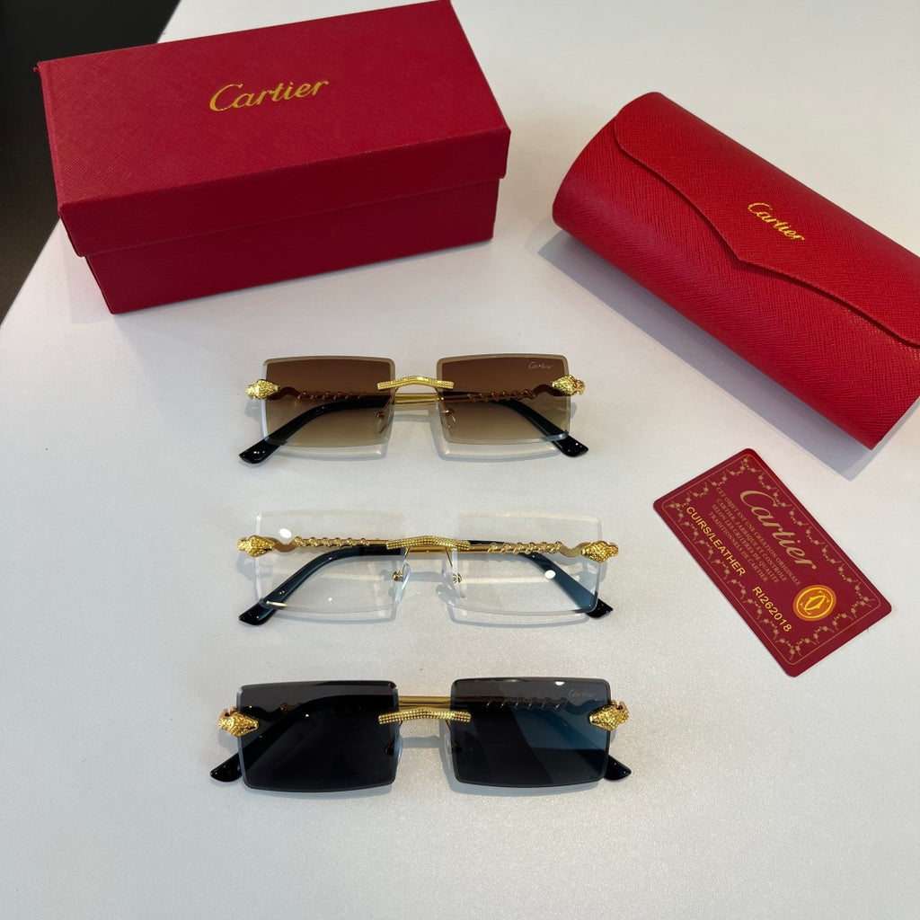 Cartier Lightweight Metal Rimless Silver Lens Sunglasses for Men & Wo - 449497 - detail image 11
