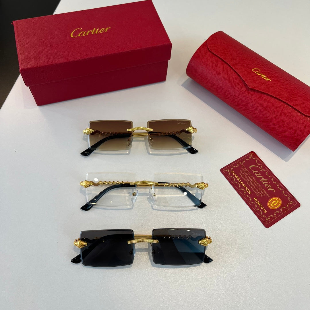 Cartier Lightweight Metal Rimless Brown Lens Sunglasses for Men & Wom - 449496 - detail image 10