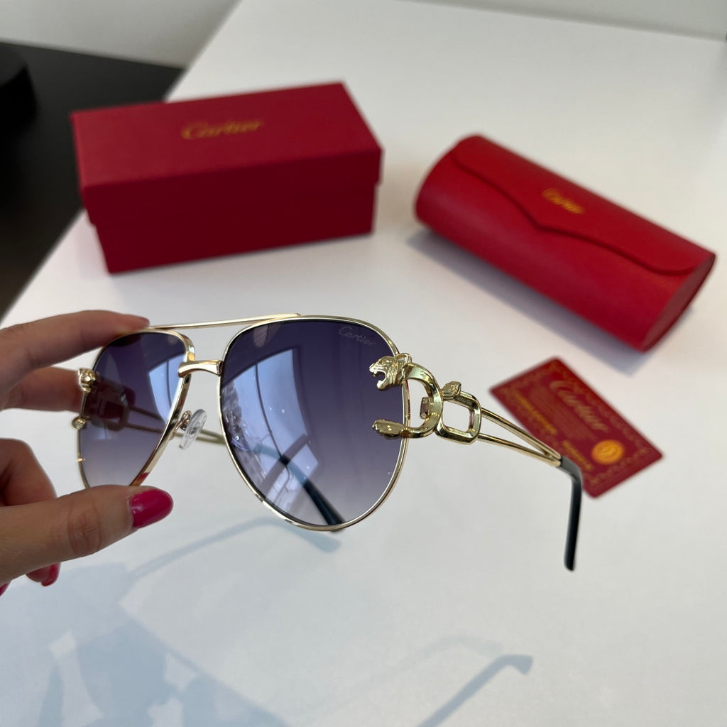 Cartier Lightweight Metal Rimless Blue Lens Sunglasses for Men & Wome - 449499 - detail image 9