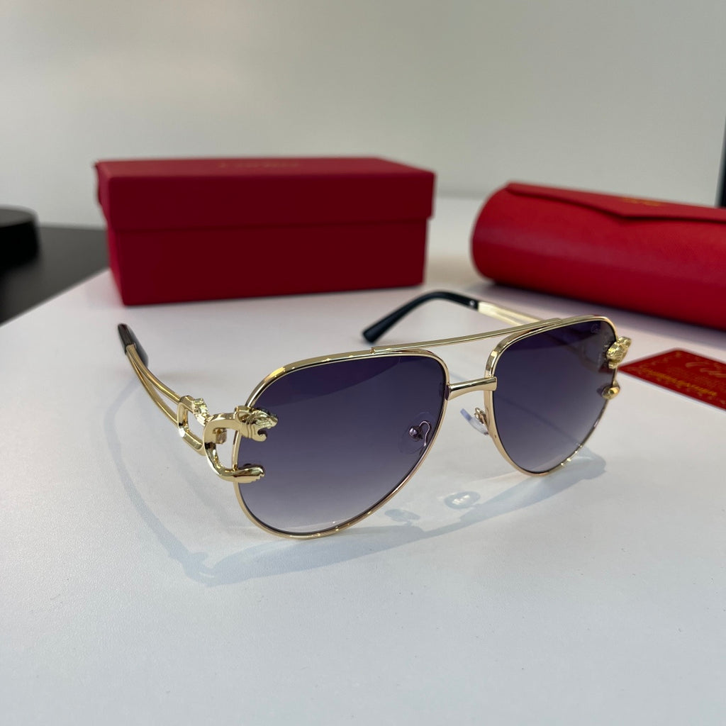 Cartier Lightweight Metal Rimless Blue Lens Sunglasses for Men & Wome - 449499