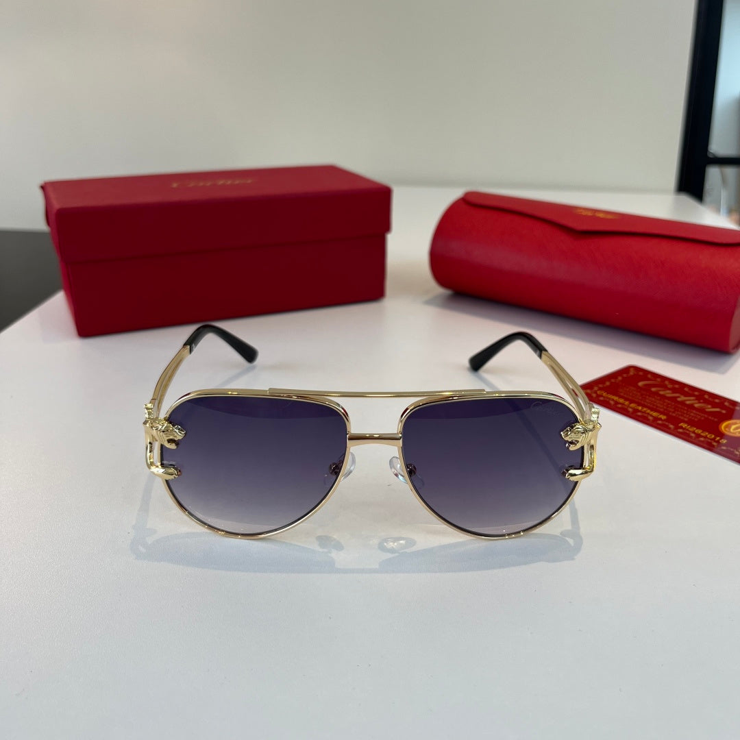 Cartier Lightweight Metal Rimless Blue Lens Sunglasses for Men & Wome - 449499 - detail image 2