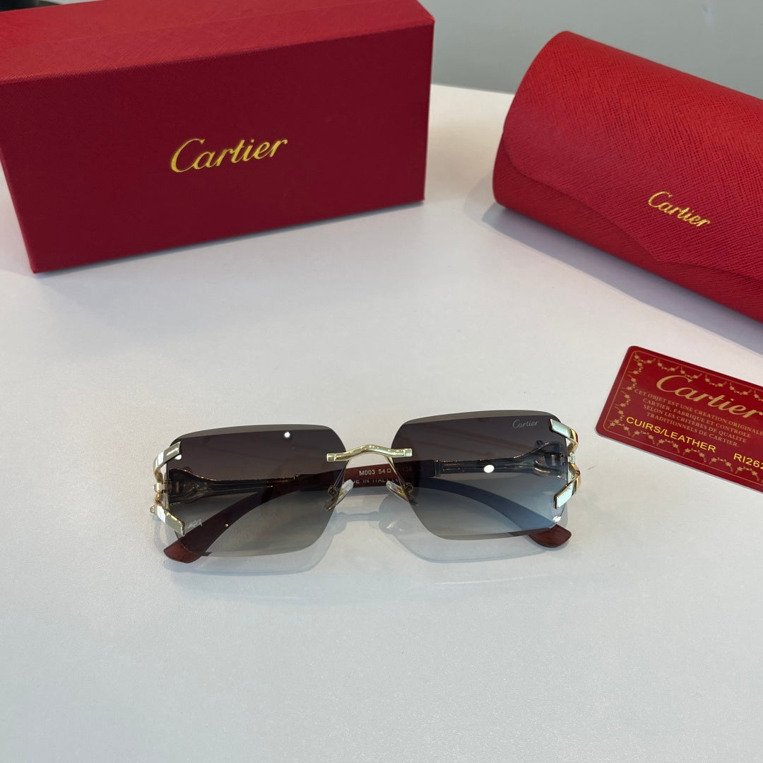 Cartier Lightweight Metal Rimless Silver Lens Sunglasses for Men & Wo - 487381 - detail image 5