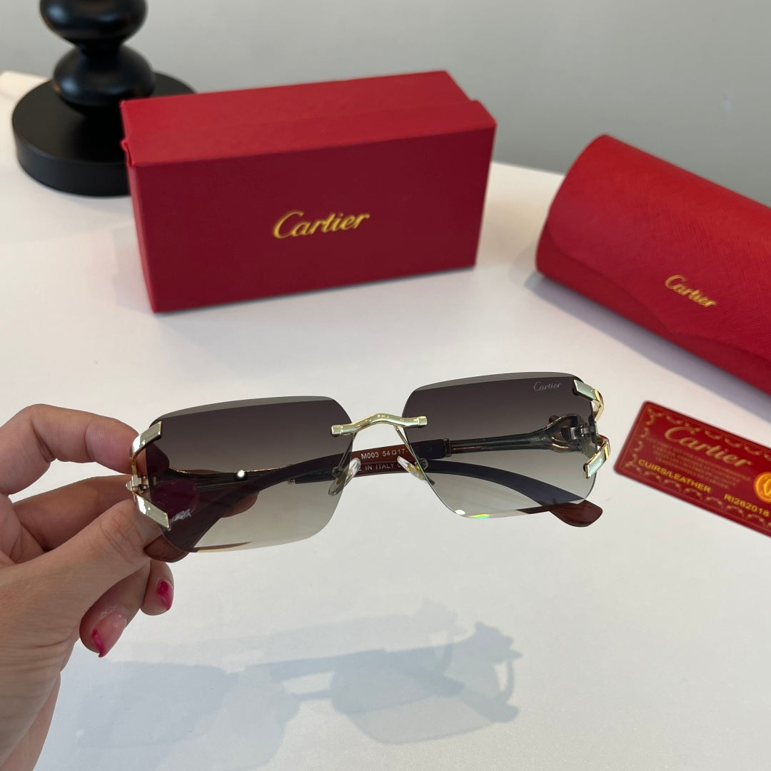 Cartier Lightweight Metal Rimless Silver Lens Sunglasses for Men & Wo - 487381 - detail image 6