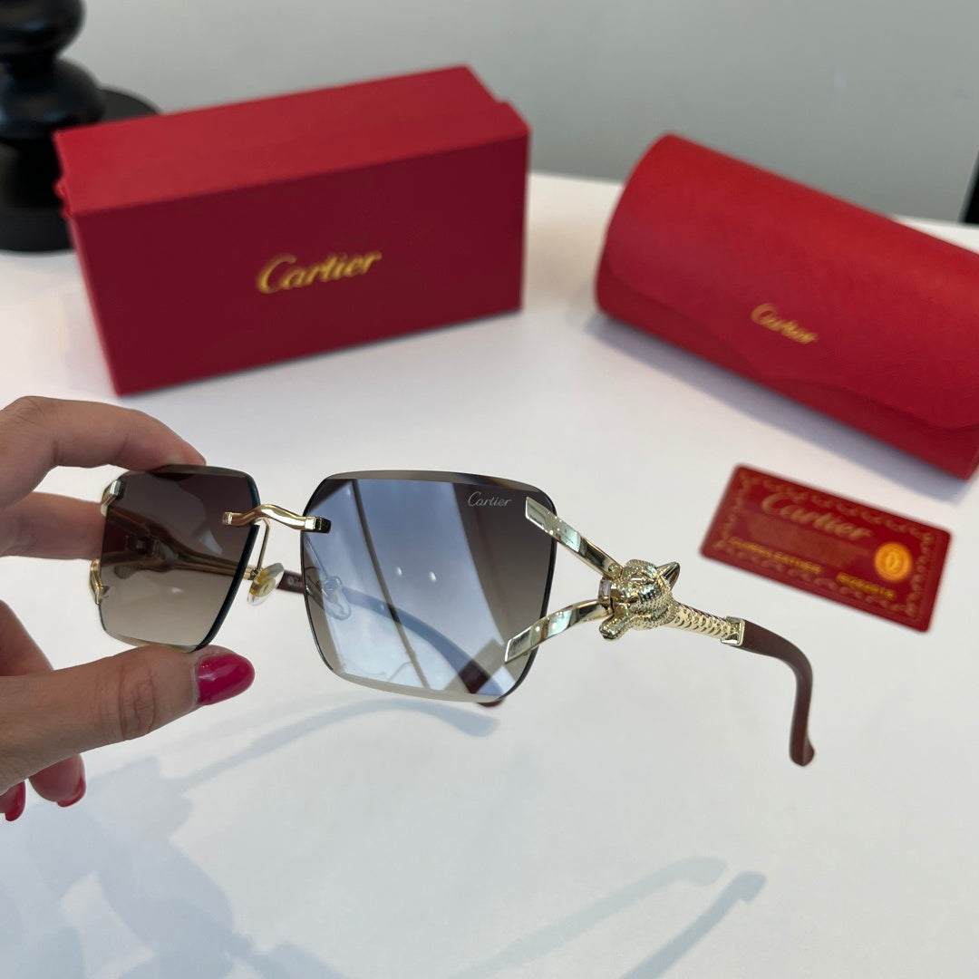 Cartier Lightweight Metal Rimless Silver Lens Sunglasses for Men & Wo - 487381 - detail image 4