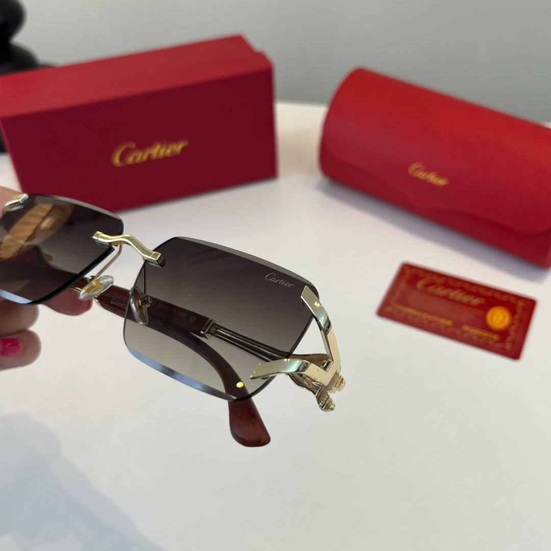Cartier Lightweight Metal Rimless Silver Lens Sunglasses for Men & Wo - 449540 - detail image 7