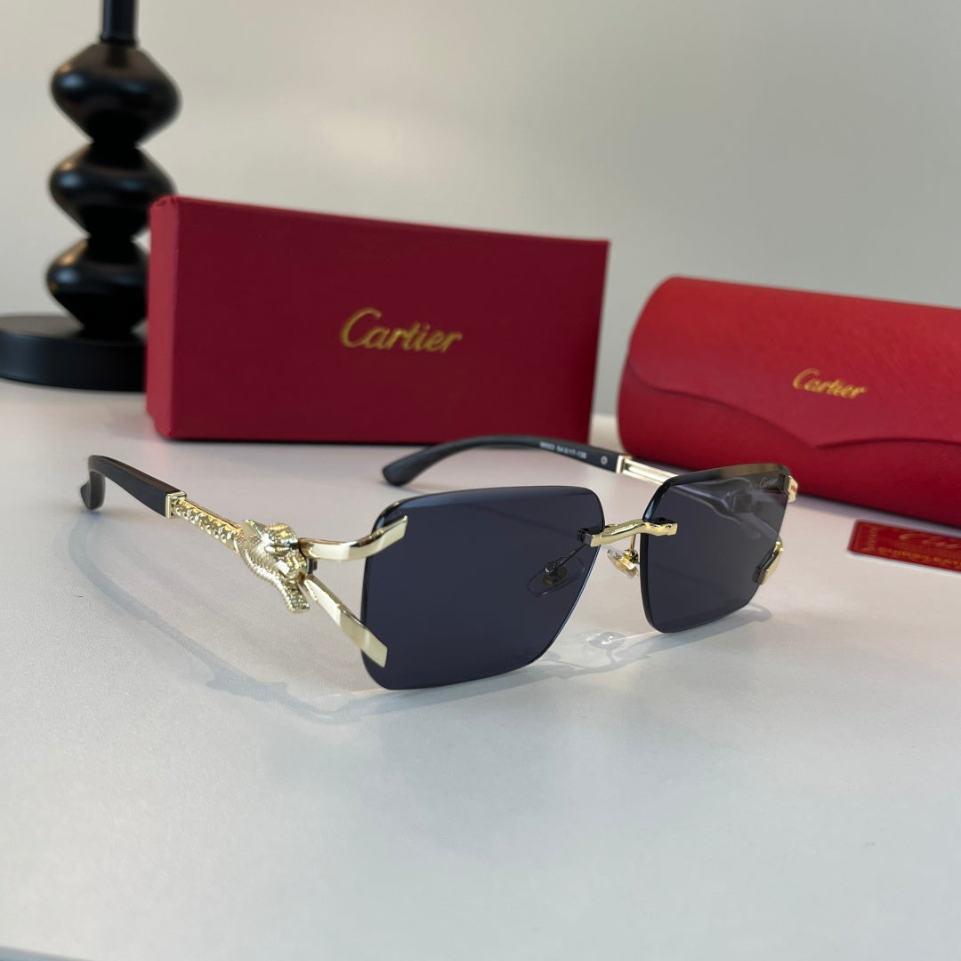 Cartier Lightweight Metal Rimless Red Lens Sunglasses for Men & Women