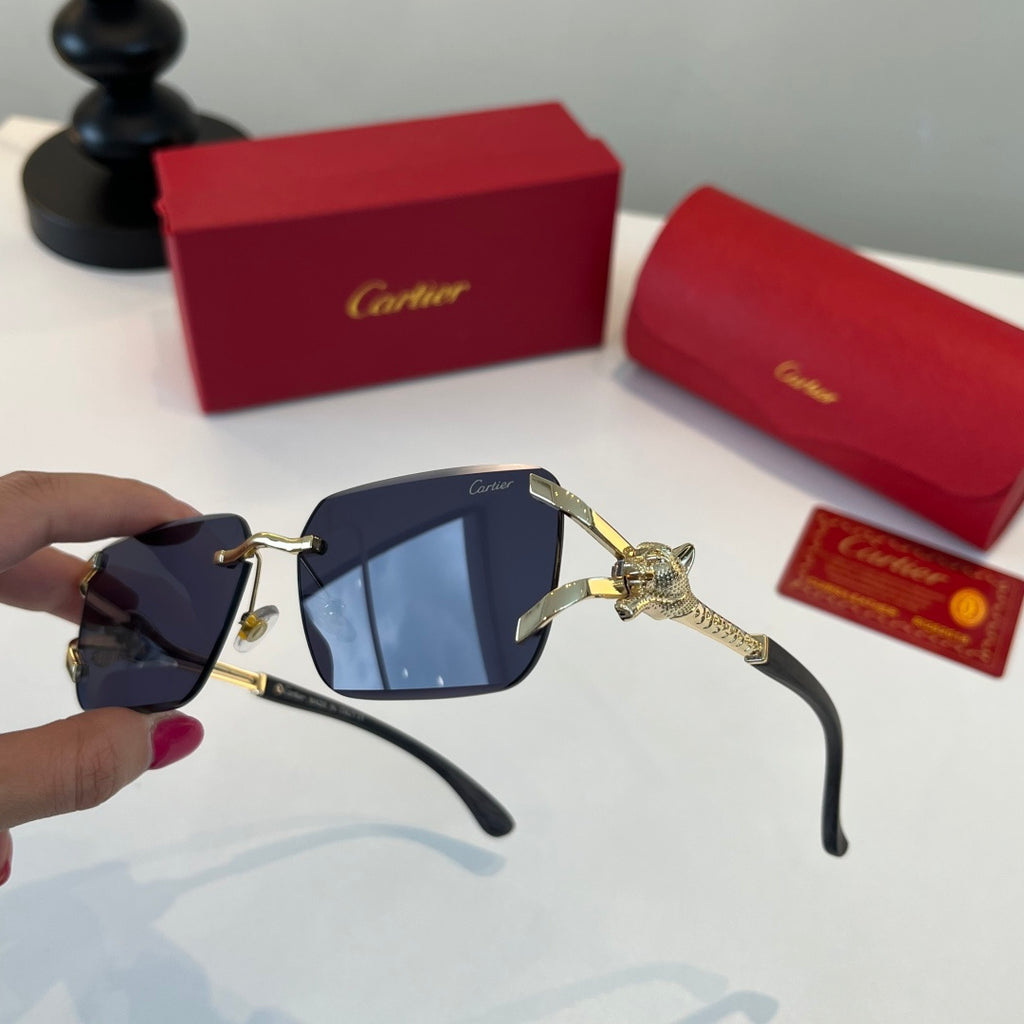 Cartier Lightweight Metal Rimless Red Lens Sunglasses for Men & Women - detail image 4