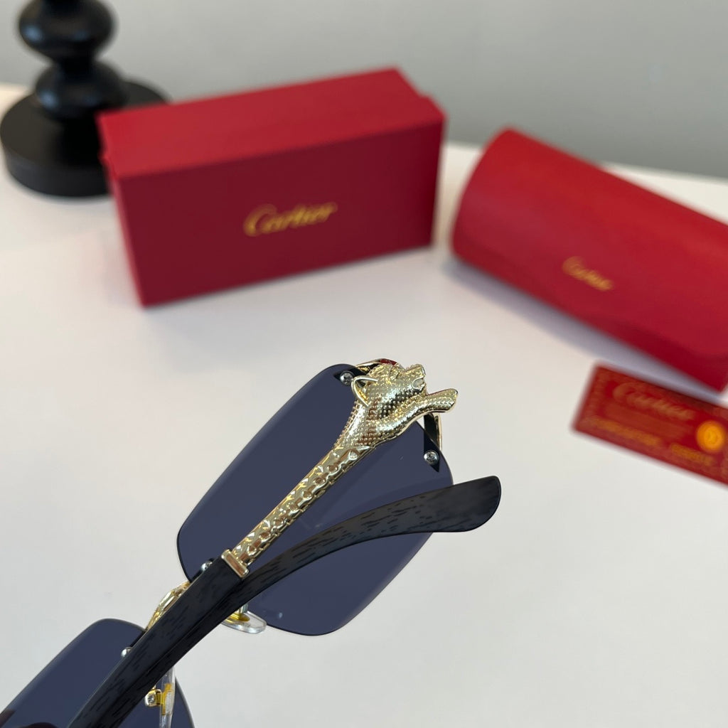 Cartier Lightweight Metal Rimless Red Lens Sunglasses for Men & Women - detail image 7