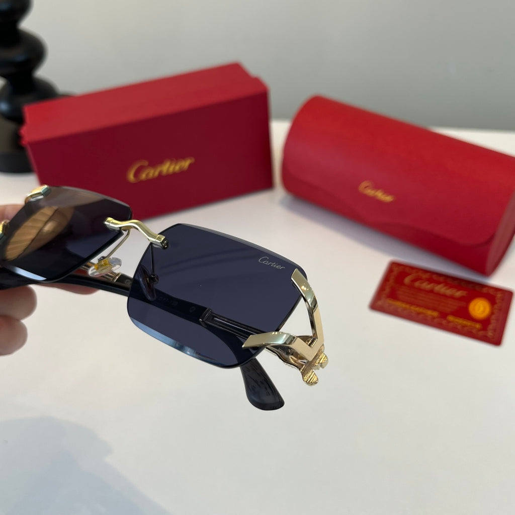 Cartier Lightweight Metal Rimless Red Lens Sunglasses for Men & Women - detail image 6