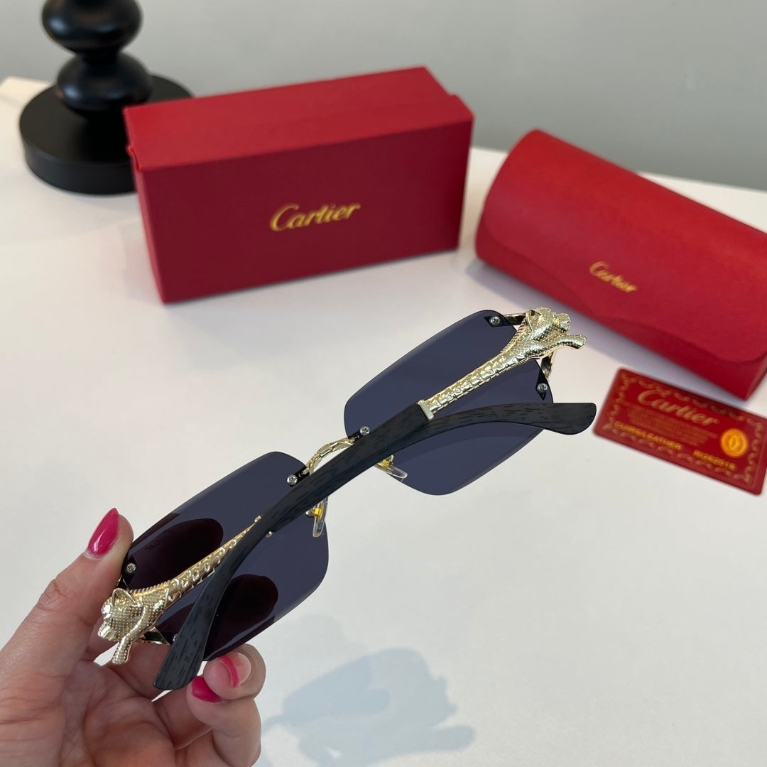 Cartier Lightweight Metal Rimless Red Lens Sunglasses for Men & Women - detail image 8
