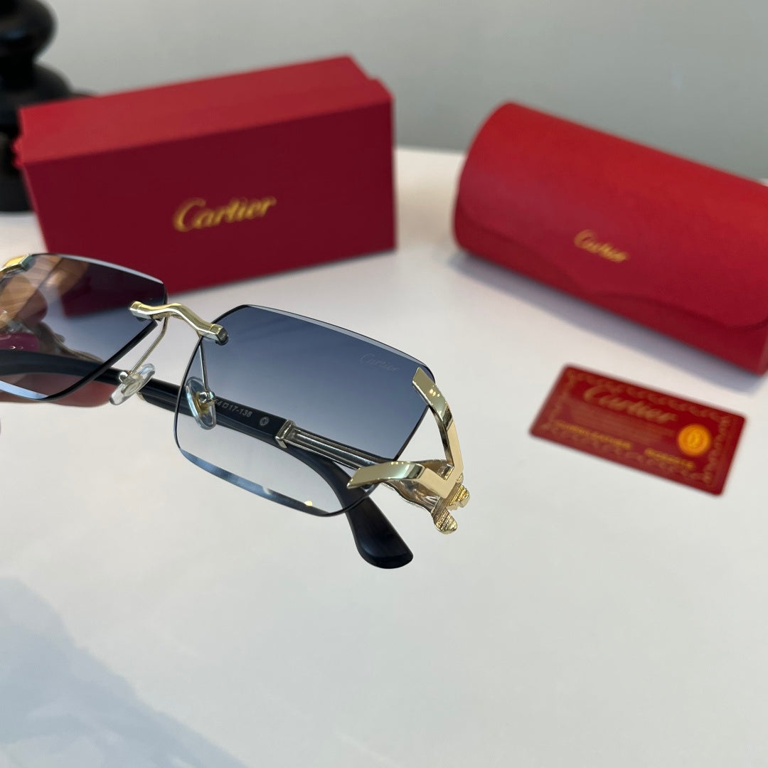 Cartier Lightweight Metal Rimless Silver Lens Sunglasses for Men & Wo - 449542 - detail image 6