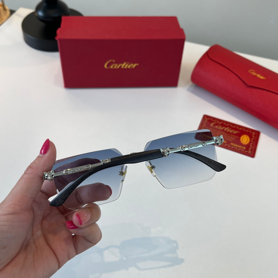 Cartier Lightweight Metal Rimless Silver Lens Sunglasses for Men & Wo - 487384 - detail image 8