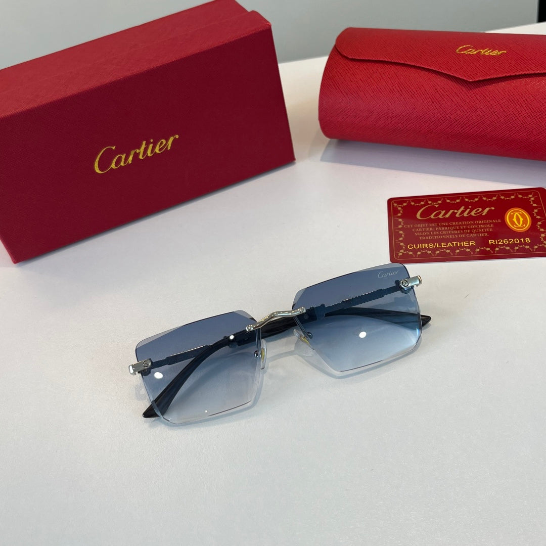 Cartier Lightweight Metal Rimless Silver Lens Sunglasses for Men & Wo - 487384 - detail image 4