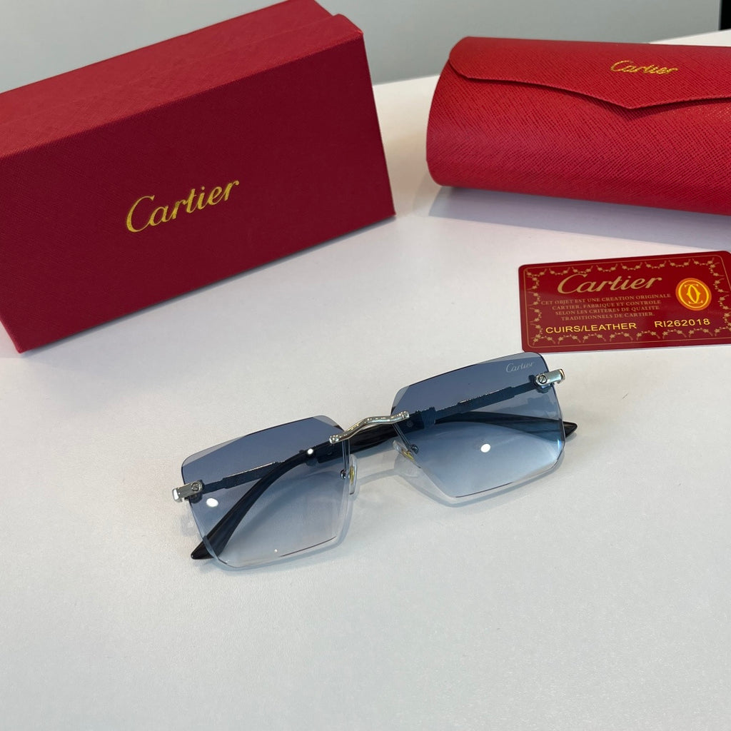 Cartier Lightweight Metal Rimless Silver Lens Sunglasses for Men & Wo - 449543 - detail image 4