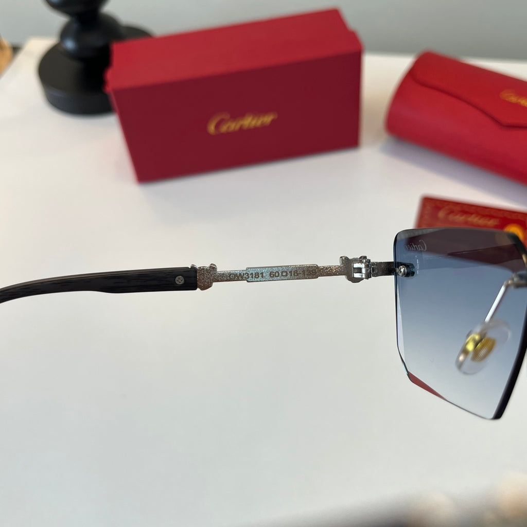 Cartier Lightweight Metal Rimless Silver Lens Sunglasses for Men & Wo - 487384 - detail image 9