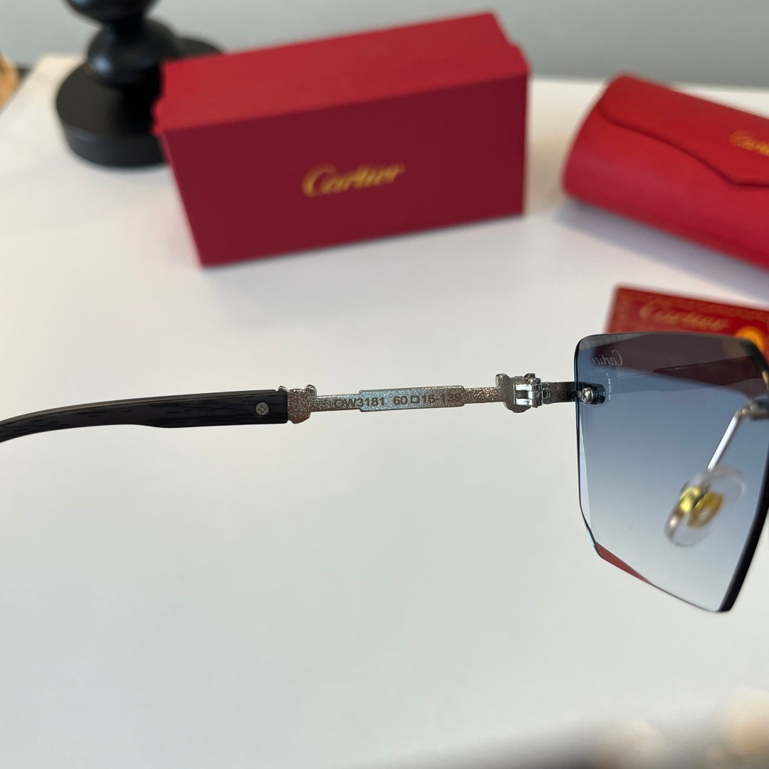 Cartier Lightweight Metal Rimless Silver Lens Sunglasses for Men & Wo - 487384 - detail image 9