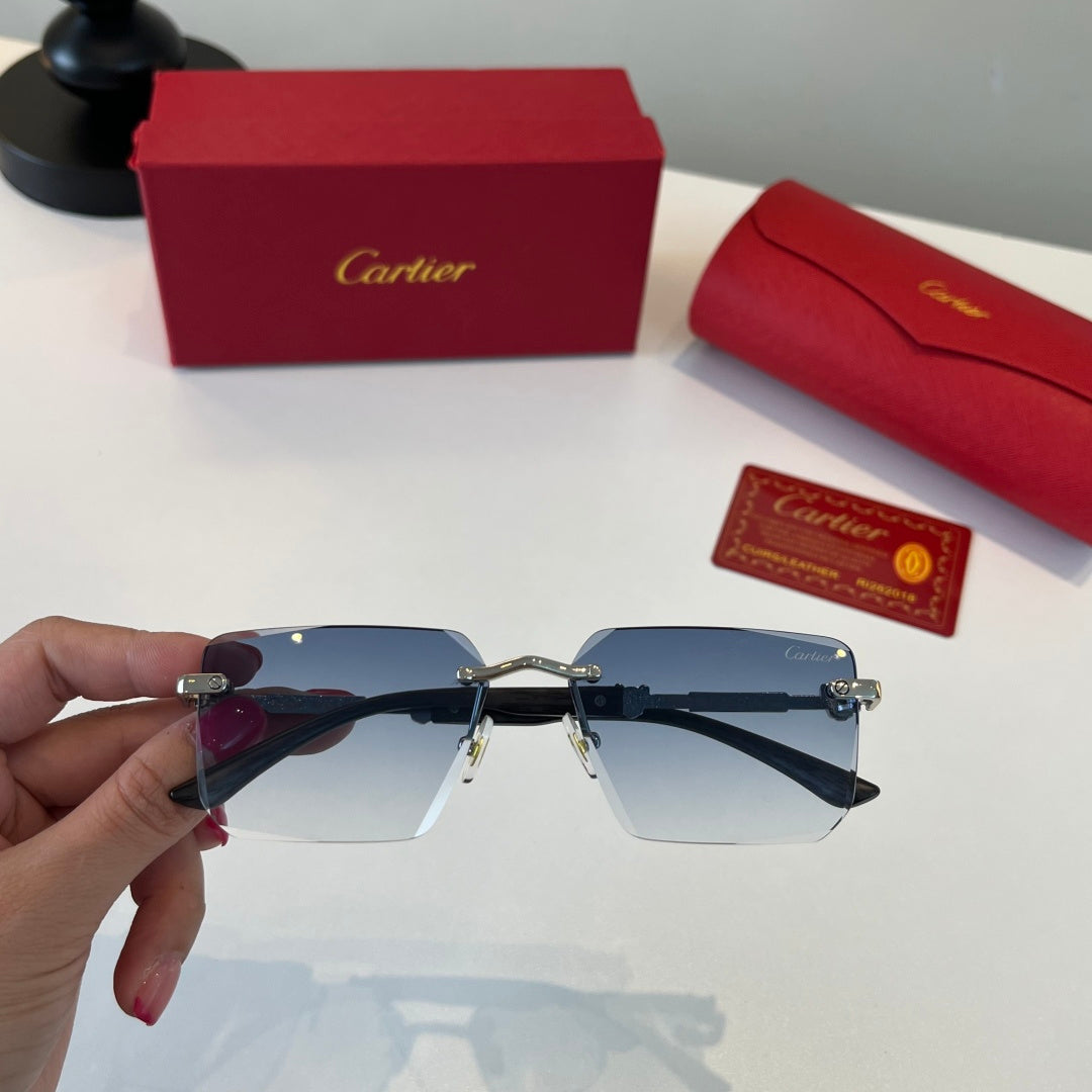 Cartier Lightweight Metal Rimless Silver Lens Sunglasses for Men & Wo - 487384 - detail image 5