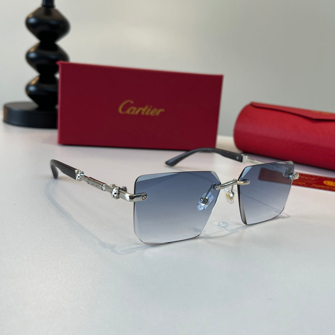 Cartier Lightweight Metal Rimless Silver Lens Sunglasses for Men & Wo - 487384