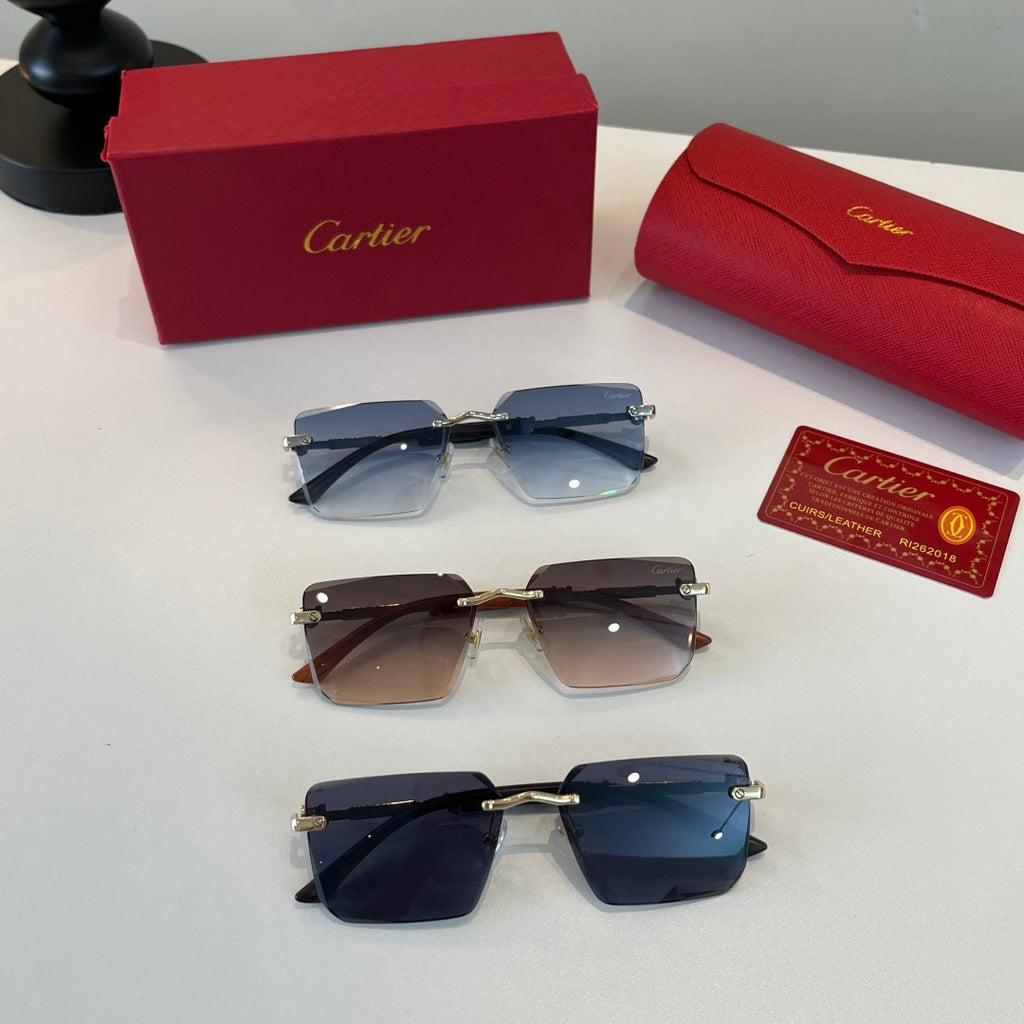 Cartier Lightweight Metal Rimless Silver Lens Sunglasses for Men & Wo - 487384 - detail image 11