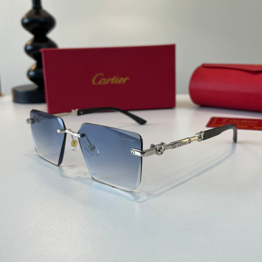 Cartier Lightweight Metal Rimless Silver Lens Sunglasses for Men & Wo - 487384 - detail image 3