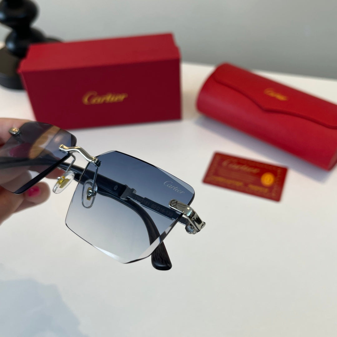 Cartier Lightweight Metal Rimless Silver Lens Sunglasses for Men & Wo - 487384 - detail image 6