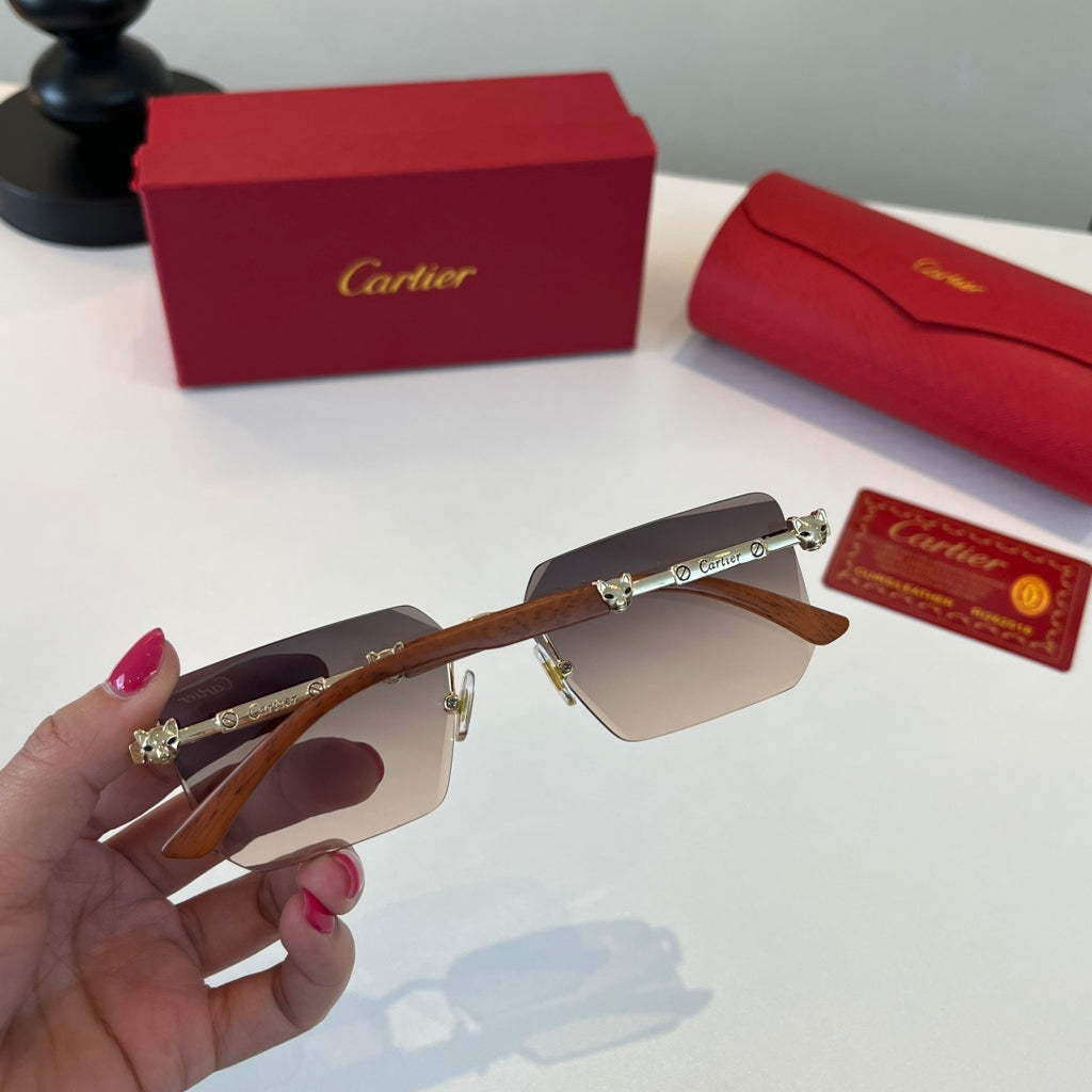 Cartier Lightweight Metal Rimless Silver Lens Sunglasses for Men & Wo - 449544 - detail image 7