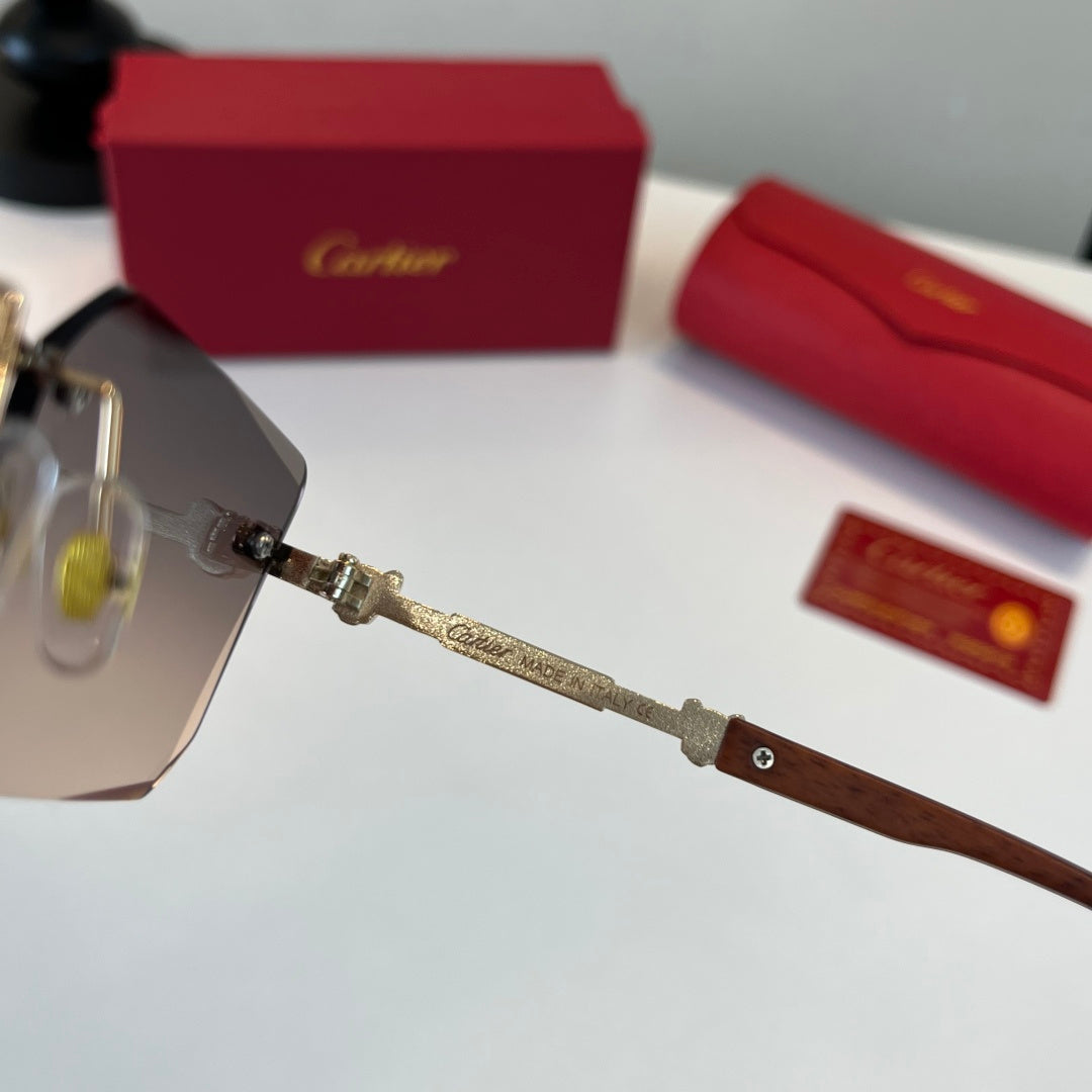 Cartier Lightweight Metal Rimless Silver Lens Sunglasses for Men & Wo - 487385 - detail image 9