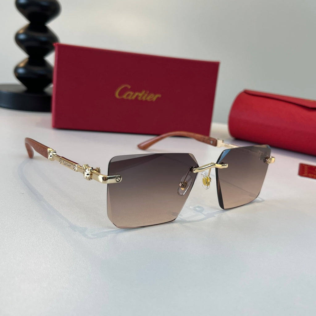 Cartier Lightweight Metal Rimless Silver Lens Sunglasses for Men & Wo - 449544