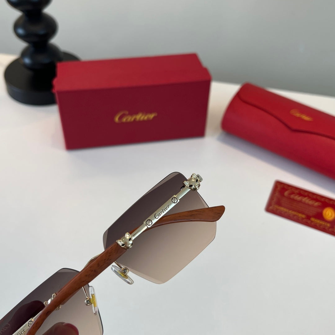 Cartier Lightweight Metal Rimless Silver Lens Sunglasses for Men & Wo - 449544 - detail image 6