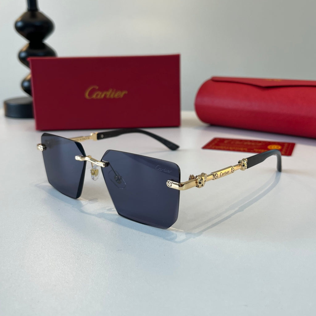 Cartier Lightweight Metal Rimless Blue Lens Sunglasses for Men & Wome - 487386 - detail image 3
