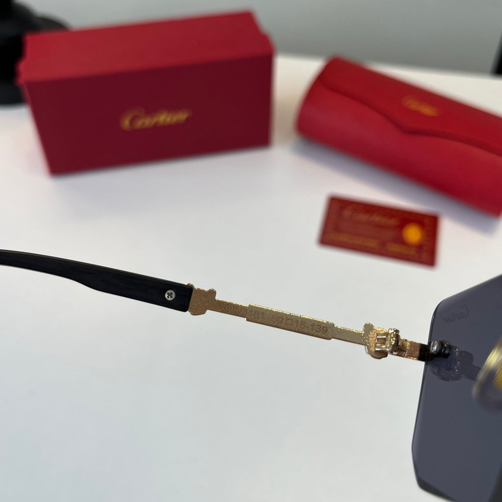 Cartier Lightweight Metal Rimless Blue Lens Sunglasses for Men & Wome - 487386 - detail image 8