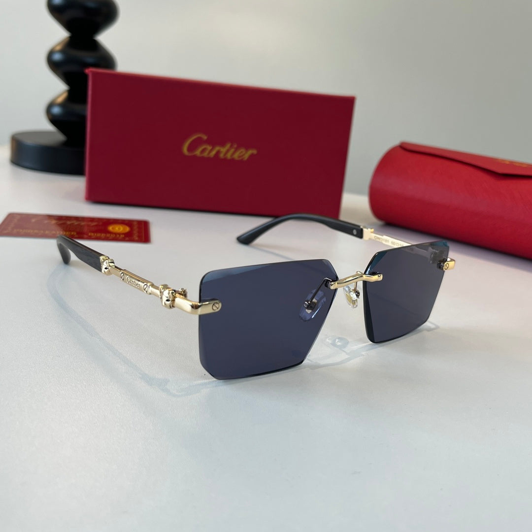 Cartier Lightweight Metal Rimless Blue Lens Sunglasses for Men & Wome - 487386