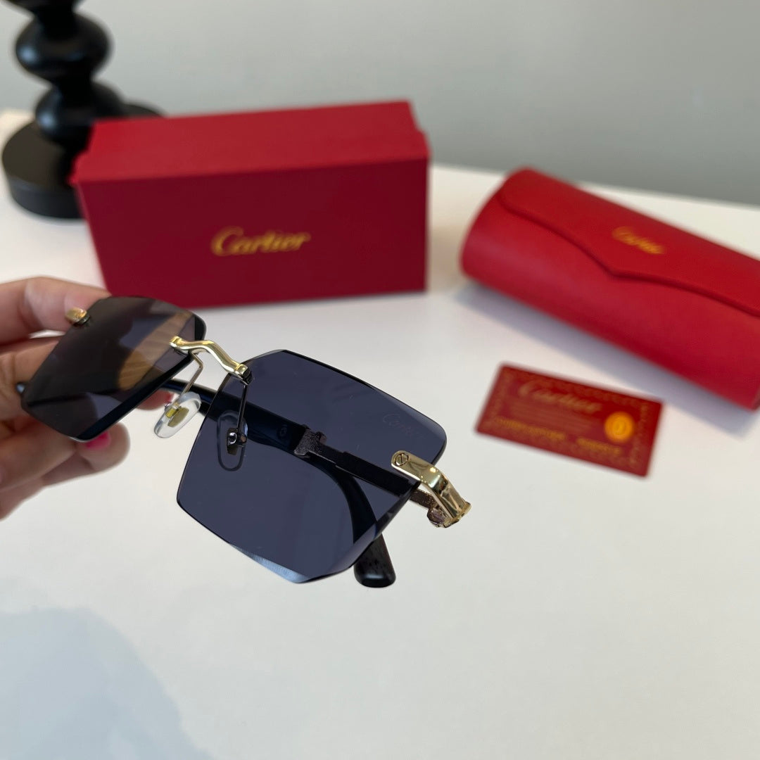 Cartier Lightweight Metal Rimless Blue Lens Sunglasses for Men & Wome - 487386 - detail image 5