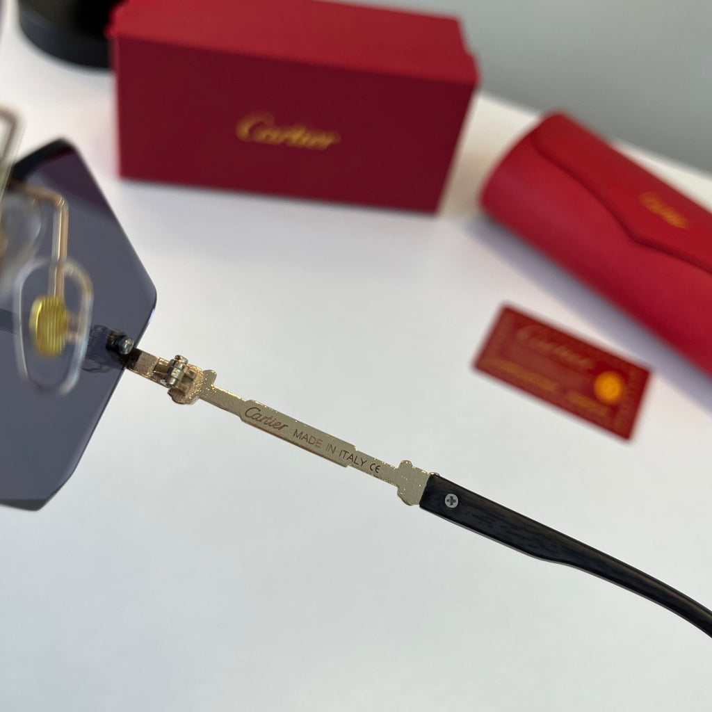Cartier Lightweight Metal Rimless Blue Lens Sunglasses for Men & Wome - 449545 - detail image 9